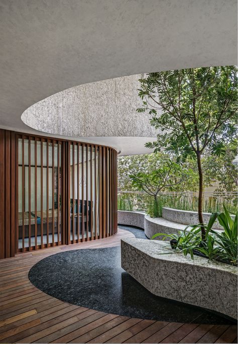 Bangalore: An evocative and sculptural home rises from a compact plot | Architectural Digest India House In The Clouds, Home Theater Rooms, Bangalore India, Higher Design, Terrace Garden, Architect Design, Architectural Digest, Open Space, Bangalore