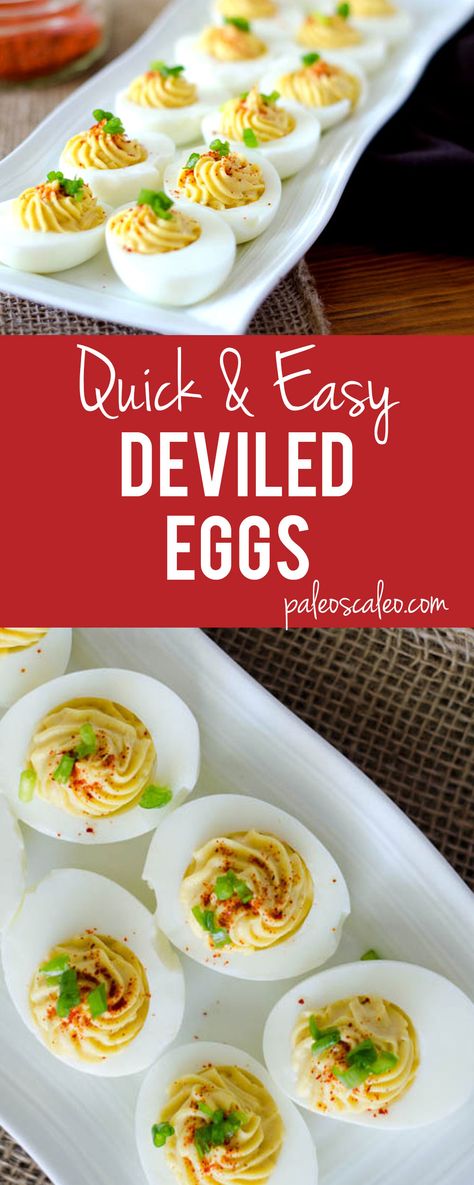 Quick & Easy Deviled Eggs | PaleoScaleo.com Party Deviled Eggs, Paleo Deviled Eggs, Breakfast Birthday Party, Easy Deviled Eggs, Easter Meals, Pickled Eggs Recipe, Whole30 Meals, Devilled Eggs Recipe Best, Breakfast Birthday