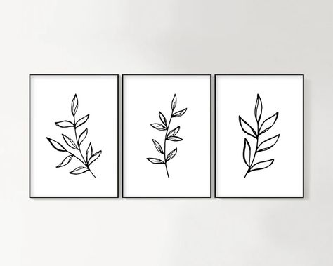 Black and White Botanical Wall Art Plant Prints Modern | Etsy Plant Prints, Art Plants, Bedroom Minimalist, Modern Art Printables, White Wall Decor, Cactus Wall Art, Christmas Mantel Decorations, Bedroom Wall Decor, Trendy Bedroom