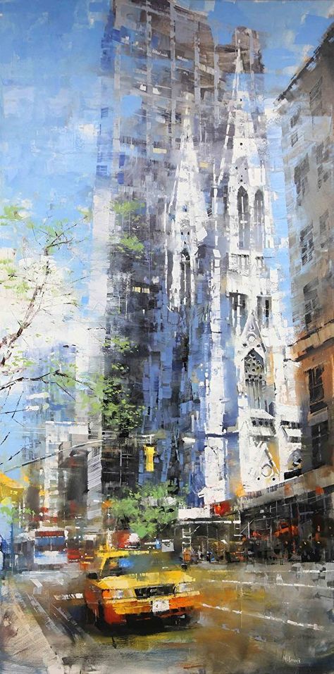 Mark Lague Art, Mark Lague, Architecture Watercolor, City Scape Painting, Painting Knife, Abstract City, City Painting, Architecture Painting, Art Gallery Wallpaper