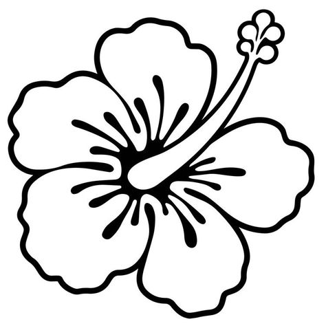 Hawian Flower Svg, Hibiscus Flower Outline Drawing, Tropical Flower Clipart, Hawaiian Flower Outline, Hibiscus Flower Line Drawing, Drawn Hibiscus Flower, Hibiscus Flower Black And White, Hibiscus Flower Line Art, Hawaiian Hibiscus Drawing