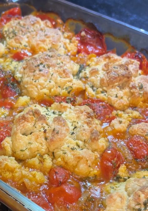 Tomato cobbler is a savory cousin to the traditional sweet peach cobbler I make for the family. This time, tomatoes are the star. Why did I decide to make Tomato Cobbler, Dinner Sides, Healthy Bones, Sweet Peach, Easy Dishes, Peach Cobbler, Fresh Tomatoes, Breakfast Lunch Dinner, Cobbler