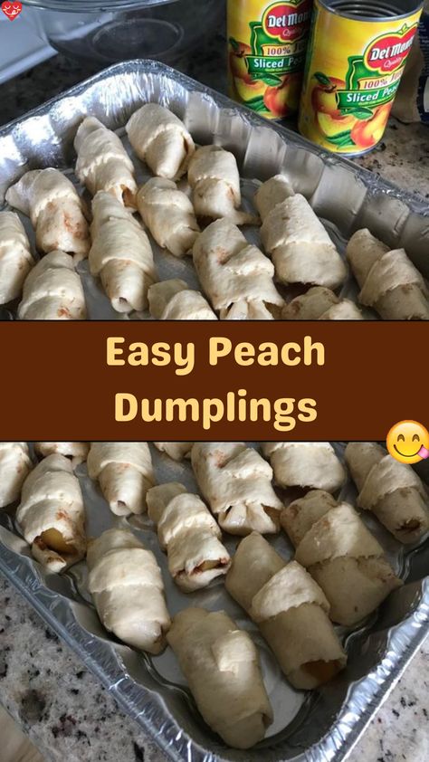 Easiest Peach Dumplings, Peach Crescent Rolls, Easy Peach Dumplings, Best Swedish Meatballs, Crescent Roll Dessert, Peach Dumplings, Crockpot Chicken And Dumplings, Peach Dessert Recipes, Butter Pecan Cookies