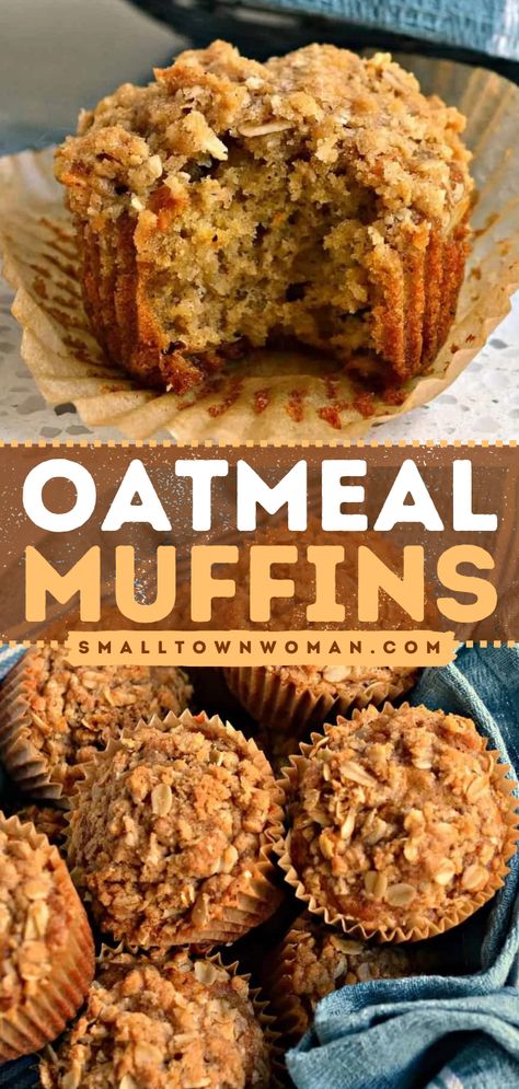 Healthy food for busy families! Not only do these easy Oatmeal Muffins have a touch of orange zest and cinnamon, but they are also finished with a crumble topping. Great as a healthy breakfast on the go! Easy Oatmeal Muffins, Oatmeal Muffins Healthy, Muffin Flavors, Banana Oatmeal Muffins, Simple Muffin Recipe, Oat Muffins, Oatmeal Muffins, Filling Breakfast, Baked Banana