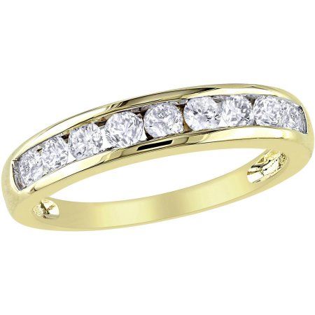 Miabella 3/4 Carat T.W. Diamond 14kt Yellow Gold Semi-Eternity Anniversary Ring, Women's Diamond Anniversary Rings, Diamond Anniversary, Women Diamond, 14k White Gold Ring, Channel Set, Natural Blue Sapphire, Anniversary Bands, Diamond Fashion, Anniversary Ring