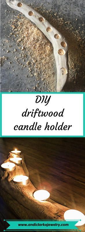 Driftwood Candle Holder, Diy Driftwood, Driftwood Candle Holders, Driftwood Candle, Driftwood Diy, Jewerly Displays, Wood Candle Holder, Driftwood Projects, Astuces Diy