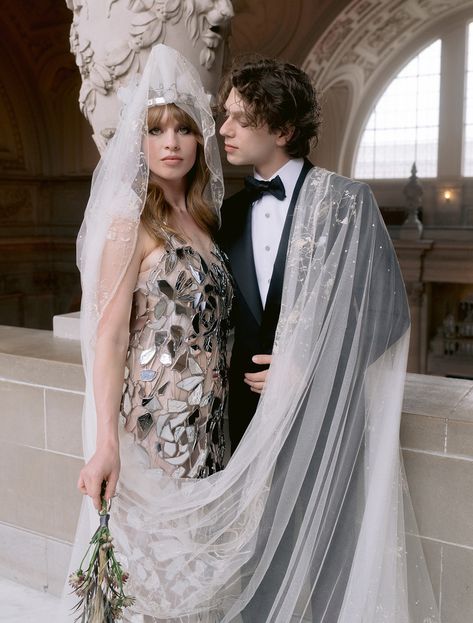 Billionaire Heiress Ivy Getty Gets Married in Ceremony Officiated by Nancy Pelosi — See Photos! Getty Wedding, Ivy Getty, Weekend In San Francisco, Black Lace Gown, Lara Stone, Haute Couture Gowns, Olympia Le Tan, Fantasy Wedding, Blake Shelton