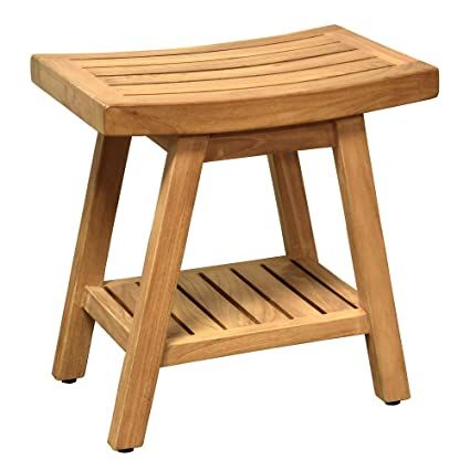 Amazon.com: Asta Saba Solid Teak Indoor Outdoor Shower/Bath/Spa Stool Bench with Bottom Shelf, Fully Assembled, TB-115A: Home & Kitchen Spa Stool, Teak Shower Seat, Teak Shower Stool, Shower Benches, Teak Shower Bench, Shower Stool, Contemporary Shower, Shower Seat, Outdoor Wicker Furniture