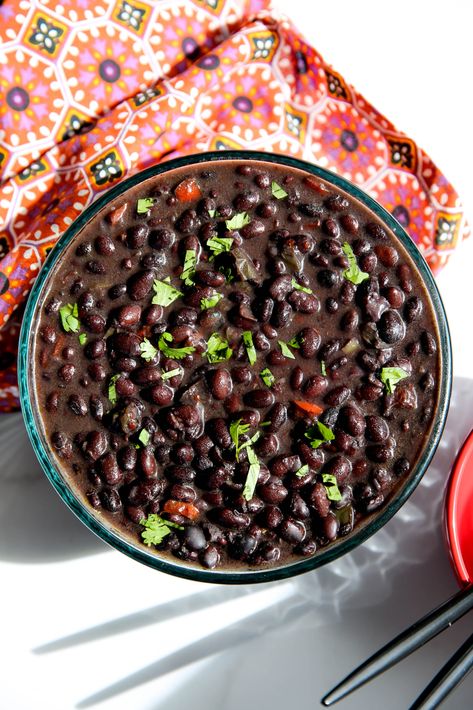 Instant Pot Cuban Black Beans Cuban Beans, Black Beans Instant Pot, Beans Instant Pot, Cuban Pork, Cuban Black Beans, Dried Black Beans, Black Beans And Rice, Black Bean Recipes, Cooking Black Beans