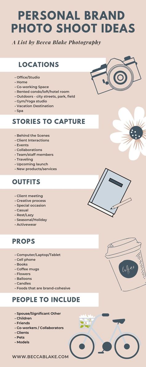 Photography Cheat Sheet: Personal Brand Photo Shoot Ideas Cv Website, Brand Photo Shoot, Whatsapp Marketing, Photography Names, Brand Photography Inspiration, Photography Cheat Sheets, Branding Photoshoot Inspiration, Social Media Marketing Plan, Personal Branding Photoshoot