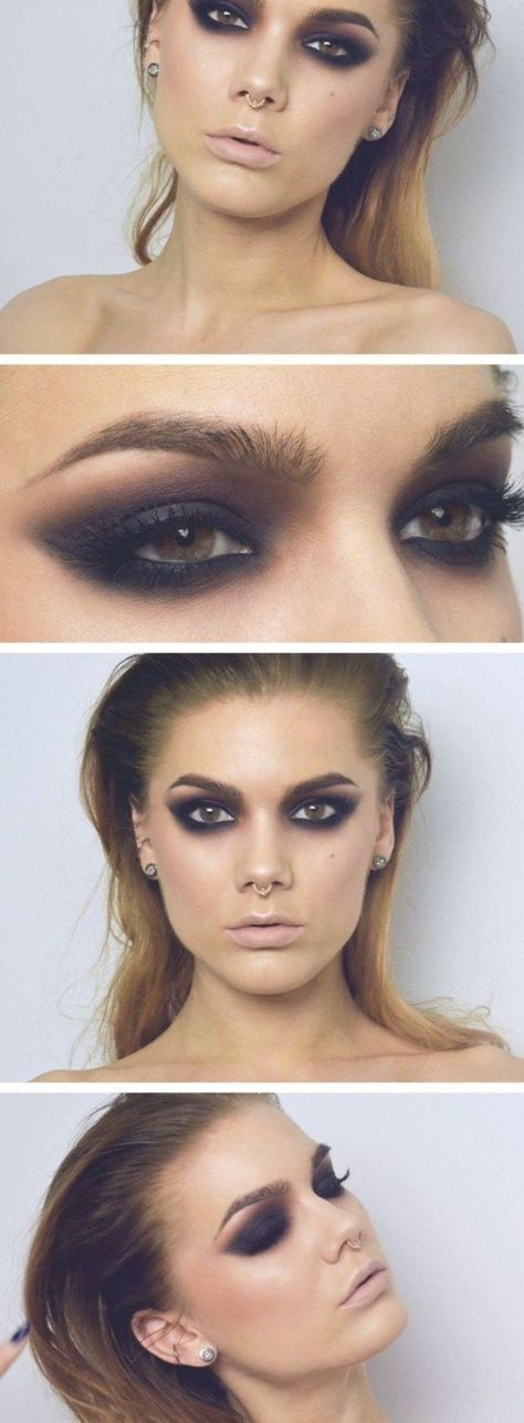 Halloween Make-up Looks, Smokey Eye Makeup Look, Natural Smokey Eye, Wedding Makeup For Brown Eyes, Look Grunge, Black Smokey Eye, Linda Hallberg, Makeup Tutorial Eyeshadow, Maggie Lindemann