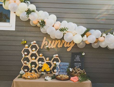 Honey Bee First Birthday Party - Inspired By This Bee First Birthday Party, Honey Bee First Birthday, Cupcakes Display, Bee Themed Birthday, Bee First Birthday, Bee Themed Birthday Party, Bee Birthday Party, Bumble Bee Baby Shower, Winnie The Pooh Birthday