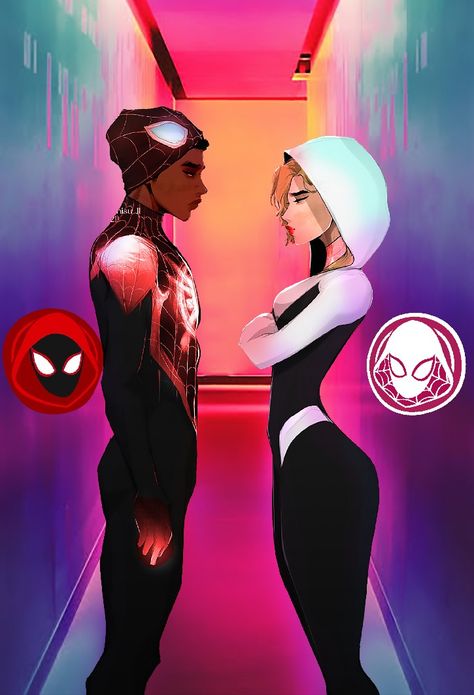 Miles X Gwen, Miles Morales Gwen Stacy, Spiderman Girl, Spiderman And Spider Gwen, Birthday Photo Album, Marvel Spider Gwen, Miles Spiderman, Image Spiderman, Miles Morales Spiderman