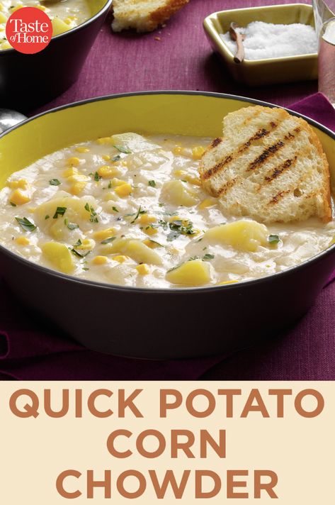 Potato Corn Chowder Soup, Vegetarian Corn Chowder, Easy Corn Chowder, Corn Chowder Soup, Potato Corn Chowder, Chicken Corn Chowder, Potato Chowder, Healthy Potatoes, Instant Potatoes