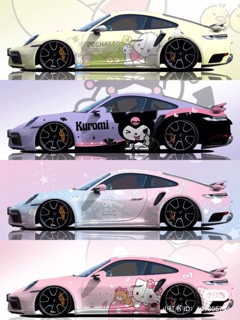 Images Hello Kitty, Hello Kitty Car, Image Moto, Motorcycle Aesthetic, Cool Car Accessories, Pretty Bike, Pimped Out Cars, Girly Car, Car Designs