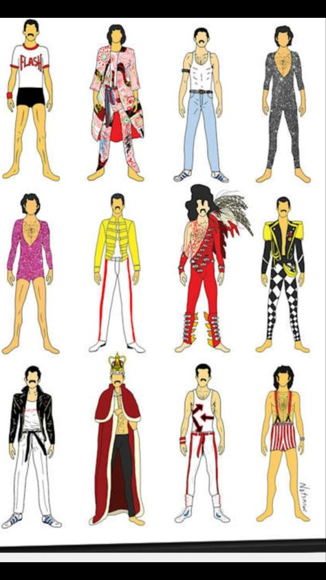 Freddie Mercury Outfits, Outfits Cartoon, Muzică Rock, King Of Queens, Many Outfits, Freddy Mercury, Queen Outfit, Queen Photos, Queen Pictures