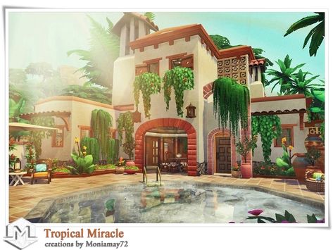 Sims4 Builds, Spanish Style Bathrooms, The Sims 4 Lots, Sims Inspiration, Jungle House, Sims Houses, Base Building, Spanish Villa, Sims 4 House Plans