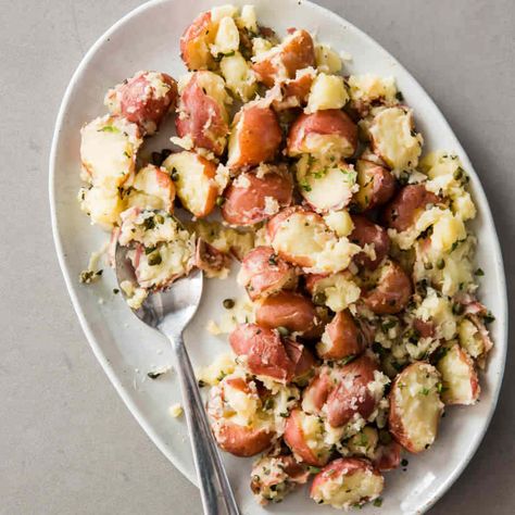 Crushed Red Potatoes with Oregano and Capers | Cook's Country Crushed Red Potatoes, Cooks Country, Cooks Country Recipes, Crushed Potatoes, Top Chicken Recipes, Country Recipes, America's Test Kitchen Recipes, Beet Greens, Kitchen Recipe