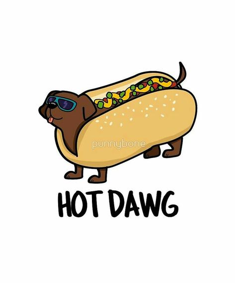 Dog Puns, Punny Puns, Funny Food Puns, Animal Puns, Cute Puns, Funny Pun, Food Puns, Cute Food Drawings, Funny Illustration