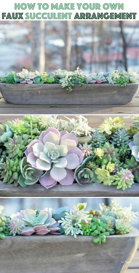 How to make the perfect DIY artificial succulent arrangement from MichaelsMakers Lil Blue Boo Fake Succulent Arrangements, Succulent Arrangements Diy, Artificial Succulent Arrangements, Artificial Plants Indoor, Fake Succulents, Succulent Centerpieces, Artificial Plants Outdoor, Diy Arrangements, Colorful Succulents