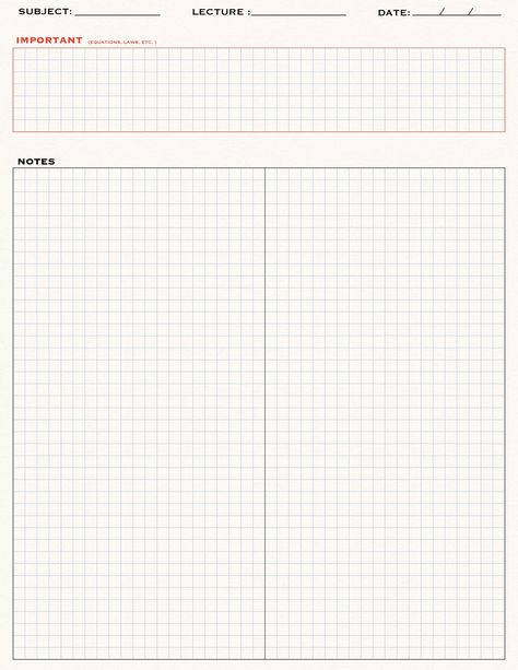 Printable Notes Templates Writing Papers, Grid Notebook Notes, Goodnote Template Paper, Good Notes Paper Templates, Goodnotes Paper Template, Study Notes Template, Grid Paper Template, Notes Layout, Goodnotes Paper