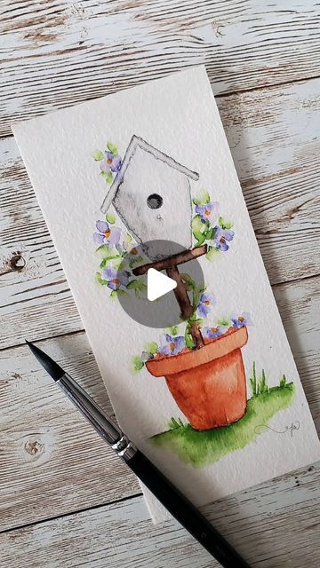 Patricia | Art & Photography on Instagram: "My entire personality is now birdhouses 😅😊🐦🏠  Using my Ecoline watercolor brush pens here on this little bookmark. These are so delightful. Just draw (and I'm absolutely clueless about drawing, lol) and then touch your marks with water. Voila!   Even the most absolute beginner can make art with these 😊💗 My favorite set is Autumn.  Happy Wednesday, y'all 🥰❤️  #thankyoujesus #christianartist #watercolorflorals #watercoloreveryday #justaddwater #modernwatercolor #paintingprocess #paintingreels #watercolor_daily #artdaily #glorytogod #allforjesus #calledtocreate #artistsoninstagram #texasartist  #botanicalart #learnanewskill #artreels #femalepainters #momartist #womenartists #liveinspired #springflowers #birdhouse #artaesthetics #aestheticarti Birdhouse Watercolor, Watercolor Birdhouse, Ecoline Watercolor, Watercolor Brush Pens, Female Painters, Watercolor Brush Pen, Texas Artist, Watercolor Brush, Christian Artists