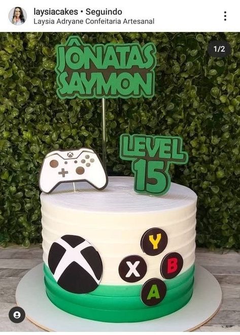 Game On Cake Ideas, Xbox Gamer Birthday Cake, Gamer Party Cake Ideas, Birthday Cake Video Games, Video Games Birthday Cake, Gaming Cake Ideas For Men, Level 10 Birthday Cake, Video Game Birthday Cake Ideas, Xbox Birthday Party Cake