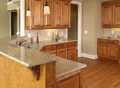 Giallo Ornamental Granite, Kitchen Cabinet Color Ideas, Replacing Kitchen Countertops, Kitchen Design Gallery, Kitchen Granite, Outdoor Kitchen Countertops, Light Wood Cabinets, Granite Tops, Kitchen Counters