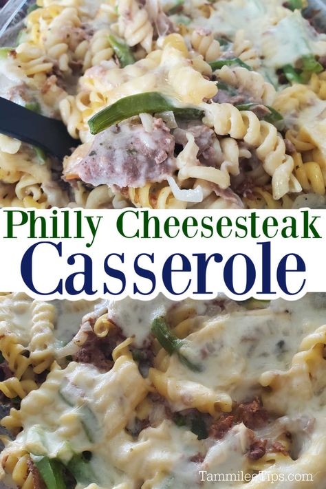 Philly Cheese Steak Noodle Casserole, Philly Cheese Steak Casserole With Ground Beef, Philly Steak Casserole Recipes, Hamburger Philly Cheese Steak Casserole, Steak And Cheese Casserole, Philly Casserole Cheesesteak, Easy Philly Cheese Steak Casserole, Steakumm Recipes Philly Cheese Steaks, Recipes Using Philly Steak Meat