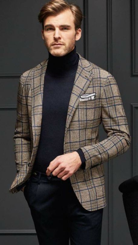 Turtleneck And Blazer, Sport Coat Outfit, Interview Outfit Men, Groom Sherwani, Mens Winter Fashion Outfits, Blazer Outfits Men, Der Gentleman, Mens Fashion Blazer, Designer Suits For Men