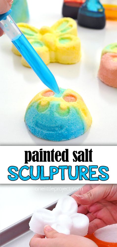 Painted Salt Sculptures | Fun and Easy Process Art for Kids Salt Crafts For Kids, Salt Sculpture, Salt Crafts, Salt Painting For Kids, Easy Process Art, Process Art For Kids, Salt Paint, Salt Art, Amazing Science Experiments