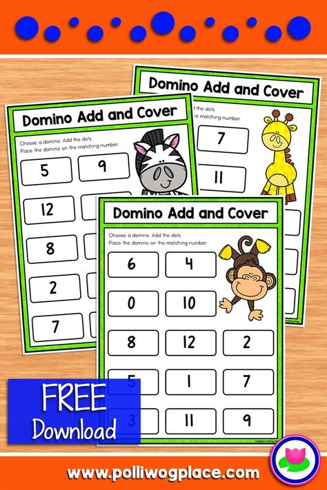 Domino Math Kindergarten, Dominoes Math Games, Teen Numbers Kindergarten, Domino Math, Building Number Sense, Math Centres, Math Tubs, Math Kindergarten, Kindergarten Freebies