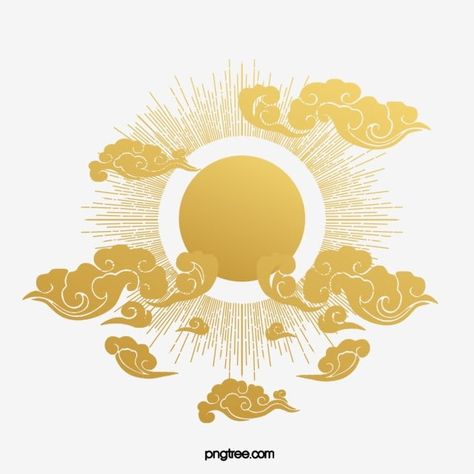 Glow Illustration, Glowing Clouds, Luxury Graphic Design, Golden Gradient, Chinese Illustration, Cloud Illustration, Cloud Pattern, Sun Illustration, Cloud Vector