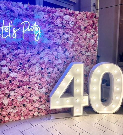 21 Birthday Flower Backdrop, Flower Backdrop For Birthday Party, Birthday Flower Backdrop Ideas, Let’s Party Backdrop, Flower Wall Backdrop Birthday, Flower Wall Photo Backdrops, 40 Birthday Backdrop Ideas, 40th Birthday Photo Backdrop, Flower Wall Birthday Party