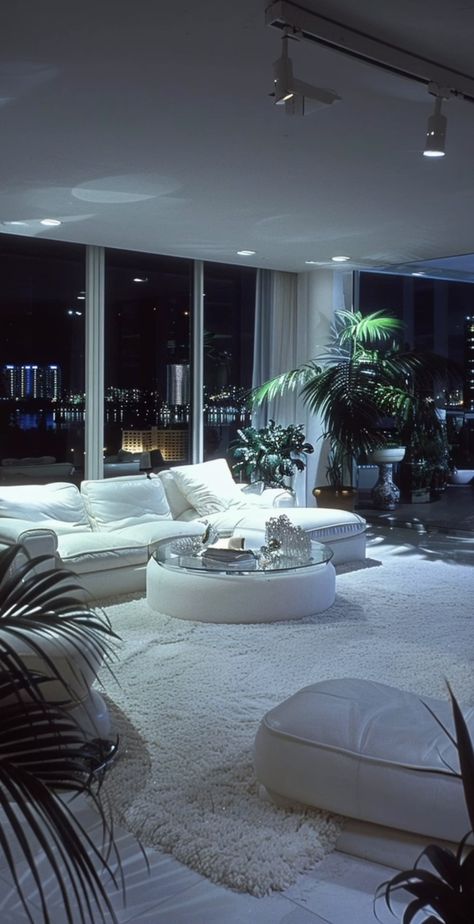 La Penthouse Aesthetic, Futuristic Penthouse, Singapore Lifestyle, Futuristic Living Room, Fancy Apartment, 80s Interior Design, New York Penthouse, 80s Interior, Bedroom Interior Design Luxury