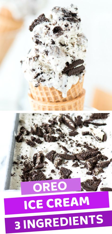 Homemade Oreo Ice Cream, Salted Oreo Ice Cream Recipe, Cookies And Cream Homemade Ice Cream, How To Make Oreo Ice Cream At Home, Oreo Ice Cream Dessert Frozen, Oreo Ice Cream, Easy Ice Cream Recipe, Pastas Recipes, Ice Cream Ingredients