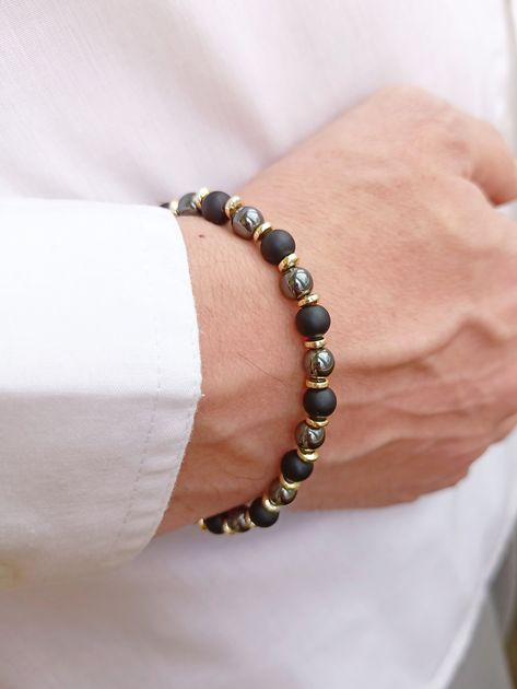 Spiritual Black Hematite Beaded Bracelets, Spiritual Hematite Bracelet With Natural Stones, Handmade Hematite Spiritual Bracelets, Black Hematite Spiritual Crystal Bracelet, Bracelet Y2k, Shungite Bracelet, Hand-strung Hematite Crystal Bracelet As Gift, Career Ladder, Crystal Protection