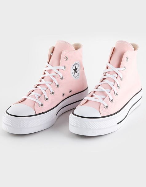 Converse Chuck Taylor All Star Lift Platform High Top Shoes Light Pink High Top Platform Converse, Platform Converse Light Blue, Cute Shoes For Middle School Dances, Shoes For Back To School Teens, Pale Pink Shoes, Cute Converse Platform, My Dream Shoes, Cute Shoe Ideas, Shoes For Back To School 2024