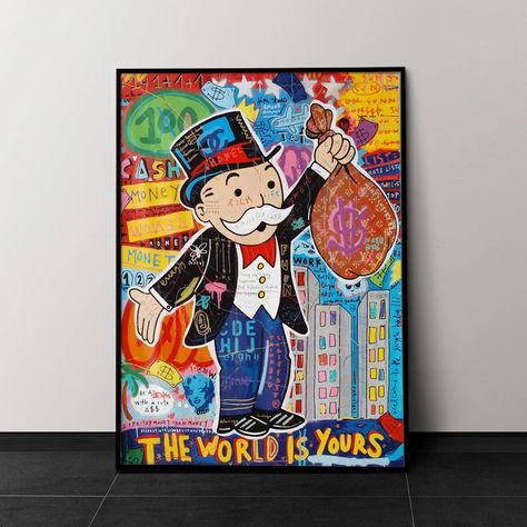 Pop Art Studio, Monopoly Man, Graffiti Canvas Art, Alec Monopoly, Stretched Painting, Camille Pissarro, Paul Cezanne, Graffiti Wall, Art Pop