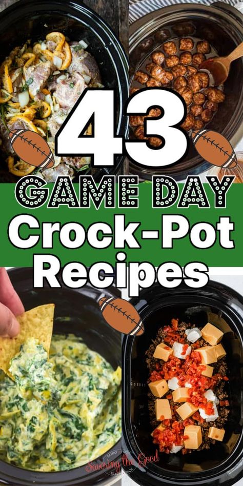 Super Bowl Crockpot Ideas, Football Sunday Dinner Ideas Crock Pot, Football Sunday Dips Crock Pot, Football Food For 2, Crock Pot Recipes 8-10 Hours, Cookout Crockpot Recipes, Crockpot Recipes Superbowl, Easy Crockpot Game Day Food, Football Slow Cooker Recipes