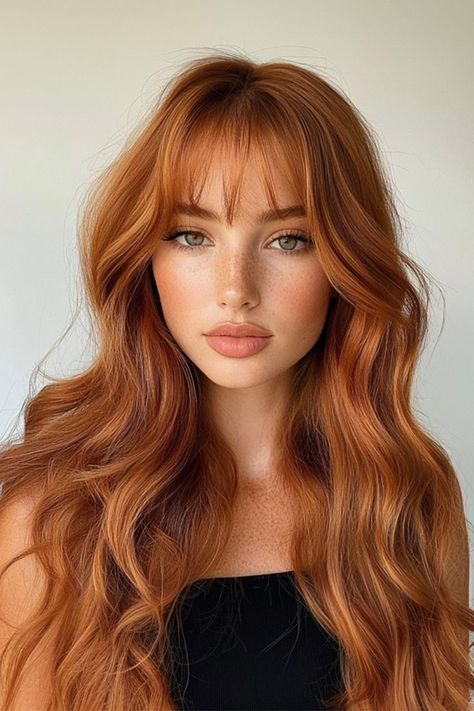 Ginger Hair Color On Tan Skin, Ginger Hair Makeup Ideas, Ginger Hair Outfits Style, Caramel Copper Hair, Caramel Red Hair, Golden Strawberry Blonde Hair, Warm Caramel Hair, Ginger Hair Dye, Copper Hair Ideas