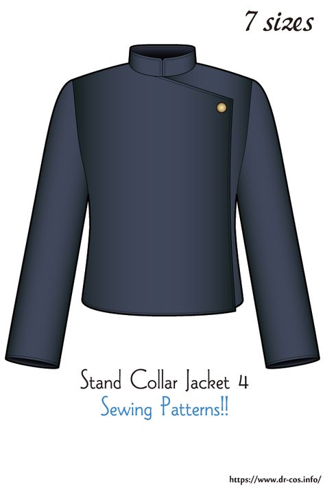 This is the pattern of Stand collar jacket 4. cm size(A4 size) Children's-140/Ladies'-S,M,L,LL/Men's-L,LL At present, only Japanese. Added the number of fabric meters required for each size Standing Collar Pattern, Mens Jacket Pattern, High Collar Jacket, Japanese Jacket, Goth Guys, Japanese Sewing Patterns, Lady L, Stand Collar Jackets, Cross Shirts