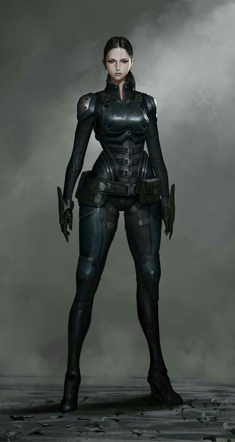 Spy Concept Art Character Design, Space Armor Female, Stealth Suit Concept Art Female, Sci Fi Spy Character Design, Female Scifi Armor, Female Scifi Character, Female Spy Character Design, Sci Fi Outfits Female, Zombie Rpg