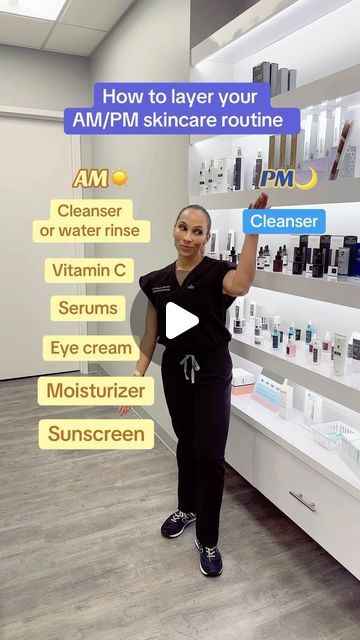 Dr. Chynna Steele Johnson on Instagram: "How to layer your AM & PM skincare routine ☀️🌙

🌞AM Routine

🧼 Cleanser (or water rinse): Start with a clean canvas
🍊 Vitamin C: Brightens and protects against environmental damage
💧 Serums: Target specific skin concerns like hydration or dark spots
👁️ Eye cream: Delicate under-eye skin needs extra care
🧴 Moisturizer: Locks in hydration
☀️ Sunscreen: EVERYDAY! UV protection—don’t skip!

🌕PM Routine:

🧼 Cleanser: Wash away the day’s impurities, makeup, sunscreen 
🌙 Retinol: Boosts cell turnover for smoother skin
👁️ Eye cream: Keeps the eye area hydrated overnight
💧 HA Peptide: Hydrates and plumps the skin
🧴 Moisturizer: Seals in all the goodness

#skincareroutine #skincaretips #nightroutineskincare #morningskincareroutine #dermatology" Am Pm Skincare Routine, Pm Skincare Routine, Am Routine, Pm Skincare, Pm Routine, Makeup Sunscreen, Night Skin Care Routine, Morning Skin Care Routine, Sunscreen Moisturizer