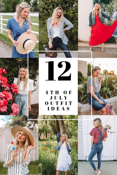 12 outfits for the 4th of July! outfit inspiration, patriotic outfits, modest 4th of july outfit ideas, dressing for july 4th, holiday style, red dress, summer style, lookbook, summer lookbook, 4th of july outfit lookbook Patriotic Outfits For Women, Casual Summer Outfits Dresses, Summer Outfits Dresses, Summer Outfits 2017, Summer Outfits Casual, Classic White Dress, July Outfits, July Fashion, 4th Of July Outfit