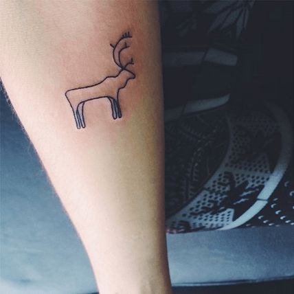 Reindeer Tattoo, Elk Tattoo, Small Animal Tattoos, Animal Tattoos For Men, Thigh Tat, Deer Tattoo, Disney Tattoo, White Tattoo, Unique Tattoo