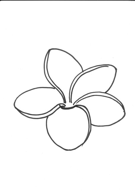 Frangipani Outline, Frangipani Drawing, Plumeria Flower Tattoo, Hawaiian Flower Drawing, Coloring Tattoo, Plumeria Flower Tattoos, Frangipani Tattoo, Plumeria Design, Flowers Stencil