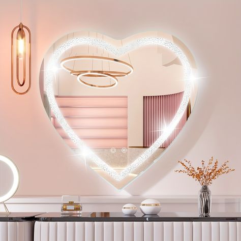 Faster shipping. Better service Car Visor Mirror, Bathroom Mirror With Lights, Led Vanity Mirror, Pink Bathroom Decor, Crushed Diamonds, Led Bathroom Mirror, Heart Mirror, Bathroom Mirror Lights, Makeup Vanity Mirror