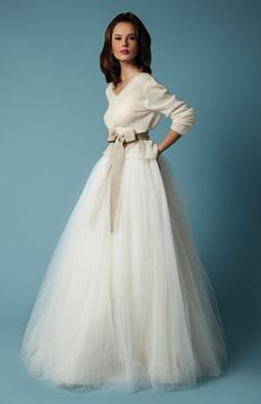 2015 Wedding Trends, Wedding Sweater, Wedding Cardigan, Tulle Long Skirt, Bridal Separates, Bridal Fashion Week, Winter Wedding Dress, Bridal Looks, Wedding Outfit