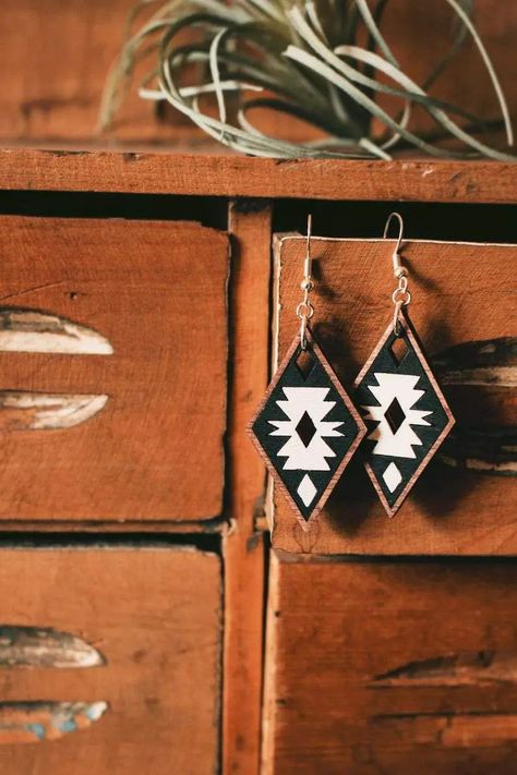 Southwest Vibes, Southwest Boho, Wood Dangle Earrings, Southwestern Boho, Ear Hook, Wood Earrings, Wood Jewellery, Handmade Wood, Birch Wood